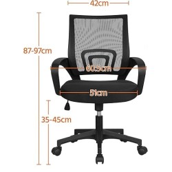 GORICA Ergonomischer Bürostuhl, Schreibtischstuhl, Drehrollen, höhenverstellbar, Schwarz