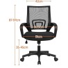 Silla de escritorio ergonómica de oficina GORICA con ruedas giratorias y altura ajustable, color negro