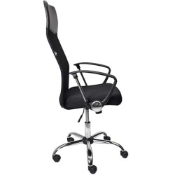Silla de oficina giratoria GORICA - Silla reclinable ajustable de tela de malla - Color negro