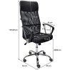 Silla de oficina giratoria GORICA - Silla reclinable ajustable de tela de malla - Color negro