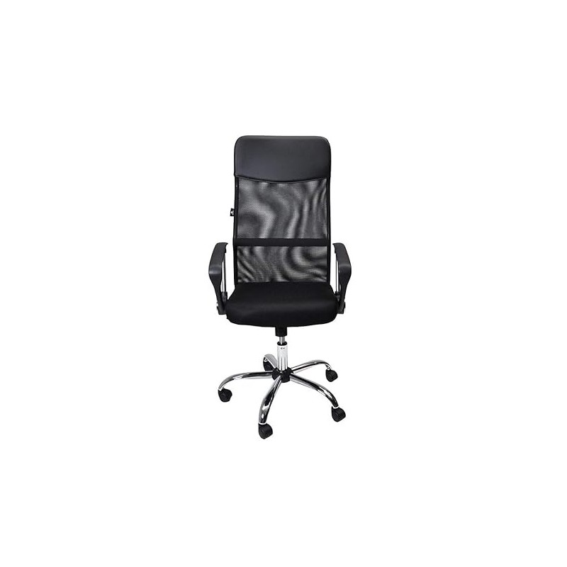 Chaise de bureau pivotante GORICA - Chaise inclinable réglable en tissu maillé - Noir