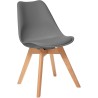 Juego de 4 sillas de comedor GORICA de estilo moderno sin brazos con cojín y patas de madera - Gris
