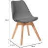 Juego de 4 sillas de comedor GORICA de estilo moderno sin brazos con cojín y patas de madera - Gris