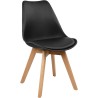 Juego de 4 sillas de comedor GORICA de estilo moderno sin brazos con cojín y patas de madera - Negro