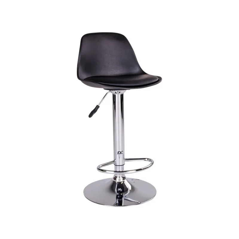 Juego de 2 taburetes altos para comedor bar GORICA con reposapiés ajustables y giratorios acolchados - Negro