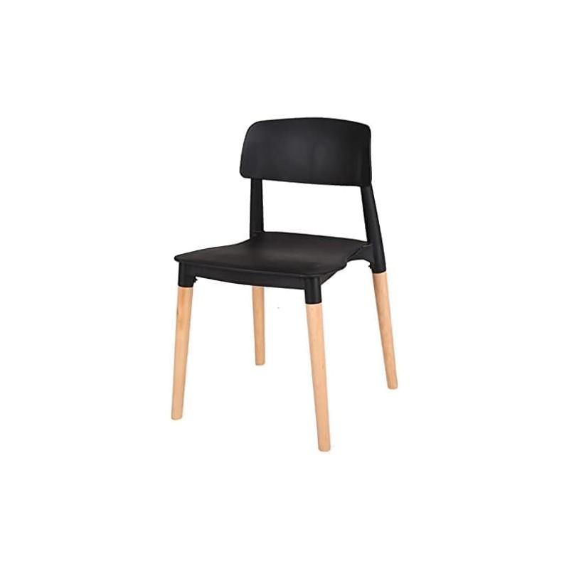 GORICA SET 4 Sillas sin brazos estilo moderno asiento cómodo y patas de madera barra de cocina - Negro