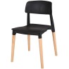 GORICA SET 4 Sillas sin brazos estilo moderno asiento cómodo y patas de madera barra de cocina - Negro