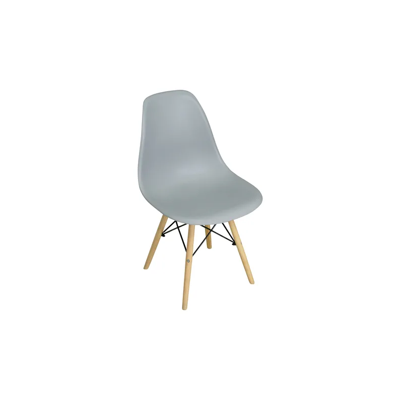 GORICA SET 4 Sillas de comedor de oficina sin reposabrazos estilo moderno estructura de metal con patas de madera - Gris