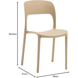 GORICA TORONTO Stuhl aus stapelbarem Polypropylen, Farbe Beige, Komfortmodell