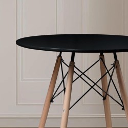 Mesa de centro redonda GORICA LUNA 80 cm madera Negra