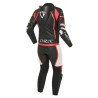 Traje de moto CRUIZER de 2 piezas divisible, de cuero y tela homologado - Negro/Rojo/Blanco