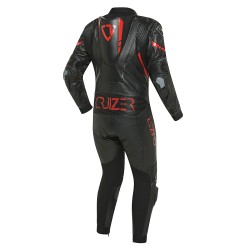 CRUIZER Tuta Moto Pista Intera Pelle e Tessuto Omologata- Nero/Rosso