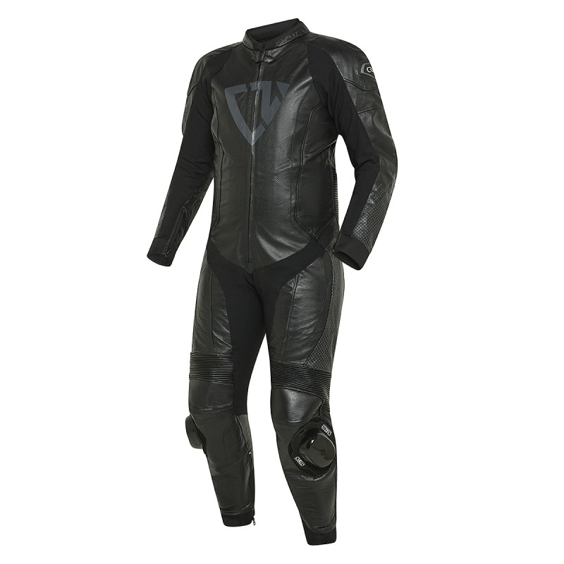 CRUIZER Tuta Moto Pista Intera Pelle e Tessuto Omologata - Nero