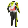 CRUIZER Tuta Moto Pista Intera Pelle e Tessuto Omologata - Bianco/Giallo/Nero