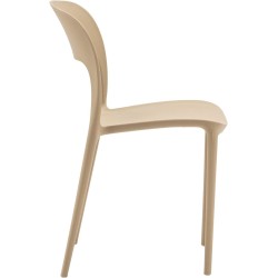 Chaise empilable en plastique GORICA pour la maison, le jardin, le bar, l'intérieur et l'extérieur, beige
