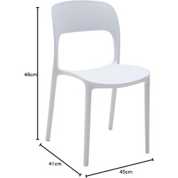 Chaise empilable en plastique GORICA, mobilier d'intérieur et d'extérieur, blanc