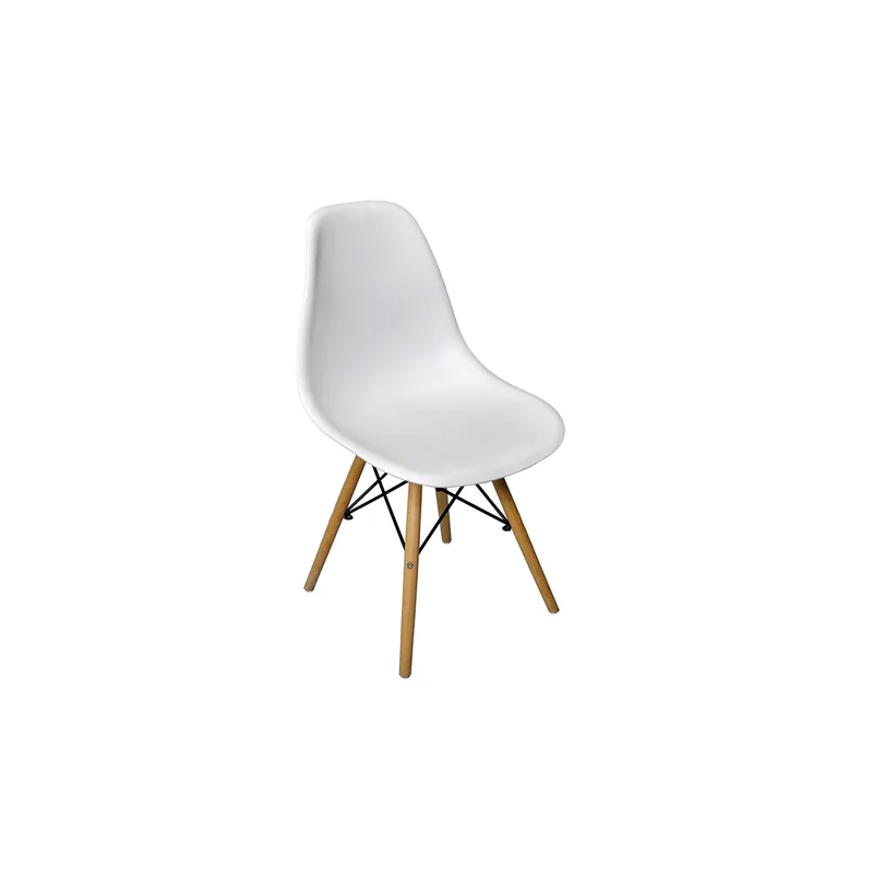 GORICA SET 2 Sillas de comedor de oficina sin reposabrazos estilo moderno estructura de metal con patas de madera - Blanco