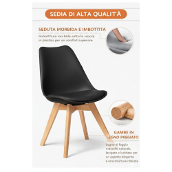 GORICA  LONDRA sedia sala pranzo bar arredo moderno comoda cuscino gambe legno
