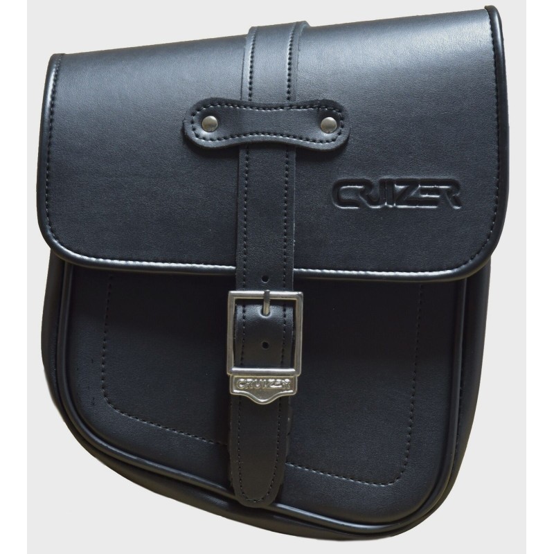 CRUIZER Borsa Moto Custom Pelle PU Nera Mono harley davidson moto guzzi sella